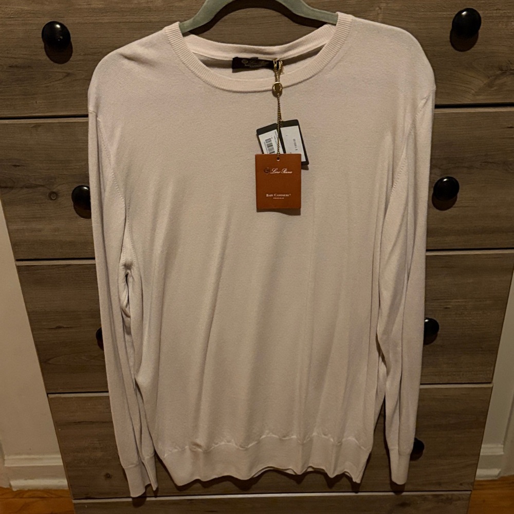 Loro Piana Men's Cream Crewneck Sweater 100% Cashmere